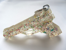 Ketting 'GUN' transparant glitters - Glitterator