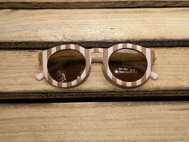 Zonnebril gestreept zachtroze camel