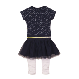 Jurkje korte mouw met legging navy & white