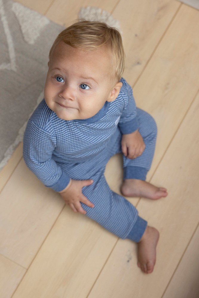 Wafelpyjama Blue Melange 1