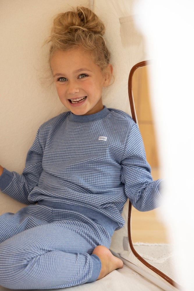 Wafelpyjama Blue Melange 2