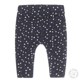 Broek navy & white hearts