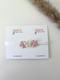 Babyhaarband wit/roze bloesem
