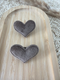 Fluffy hart taupe elastiekjes