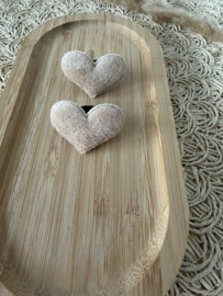 Fluffy hart beige elastiekjes