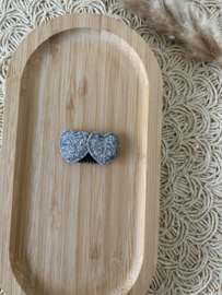Glitter hartje zilver