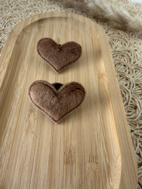 Fluffy hart bruin elastiekjes