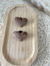 Fluffy hart bruin elastiekjes