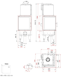 BEF HOME Aquatic WH 450 E hoek cv-haard
