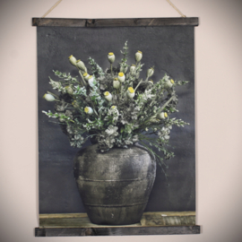 Wanddoek pot met bloemen
