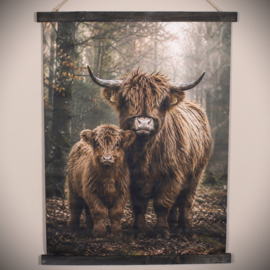 Wanddoek hooglander met jong
