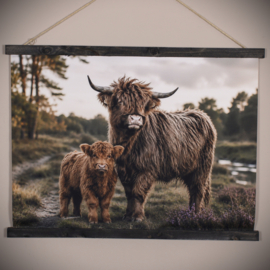 Wanddoek hooglander met jong