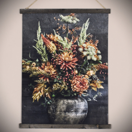 Wanddoek pot met bloemen