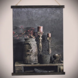 Wanddoek nepalese pot + kandelaar