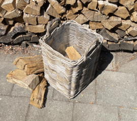 Kleiner quadratischer Kaminholzkorb mit Henkeln (33 x 33 x 40 cm)