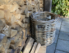Runder Korb mit grobem Rattanhenkel (43x43x50cm)