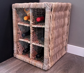 Weinregal aus Weide mit 6 Fächern (43 x 38 x 30 cm)