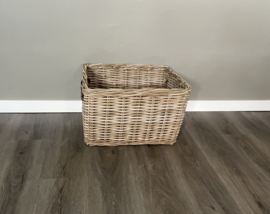 Lademand groot met lederen hengsel (50x40x30cm)