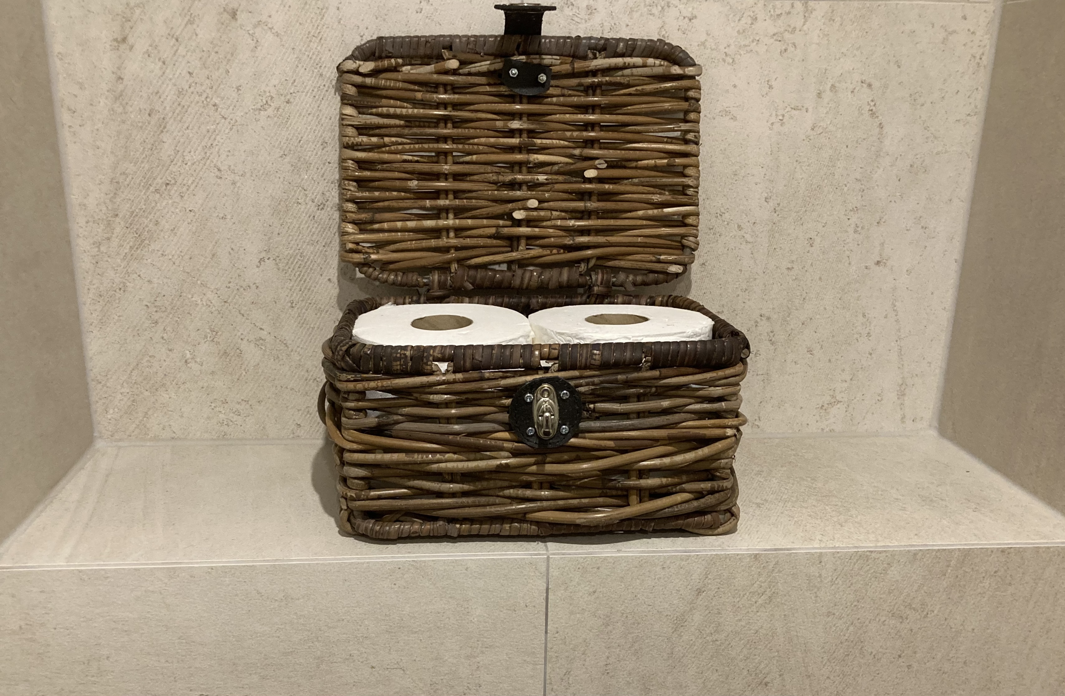Kleiner Koffer mit Lederverschluss Toilette (BRAUN) (27 x 18 x 13cm)