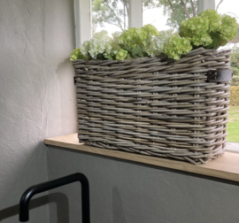 Fensterbankkorb (50 x 20 x 30 cm) mit Ledergriffen