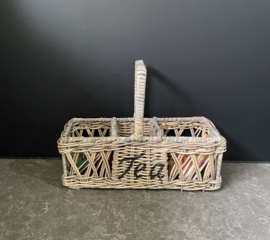 Theedoos dun rotan met hengsel (25x11x19cm)