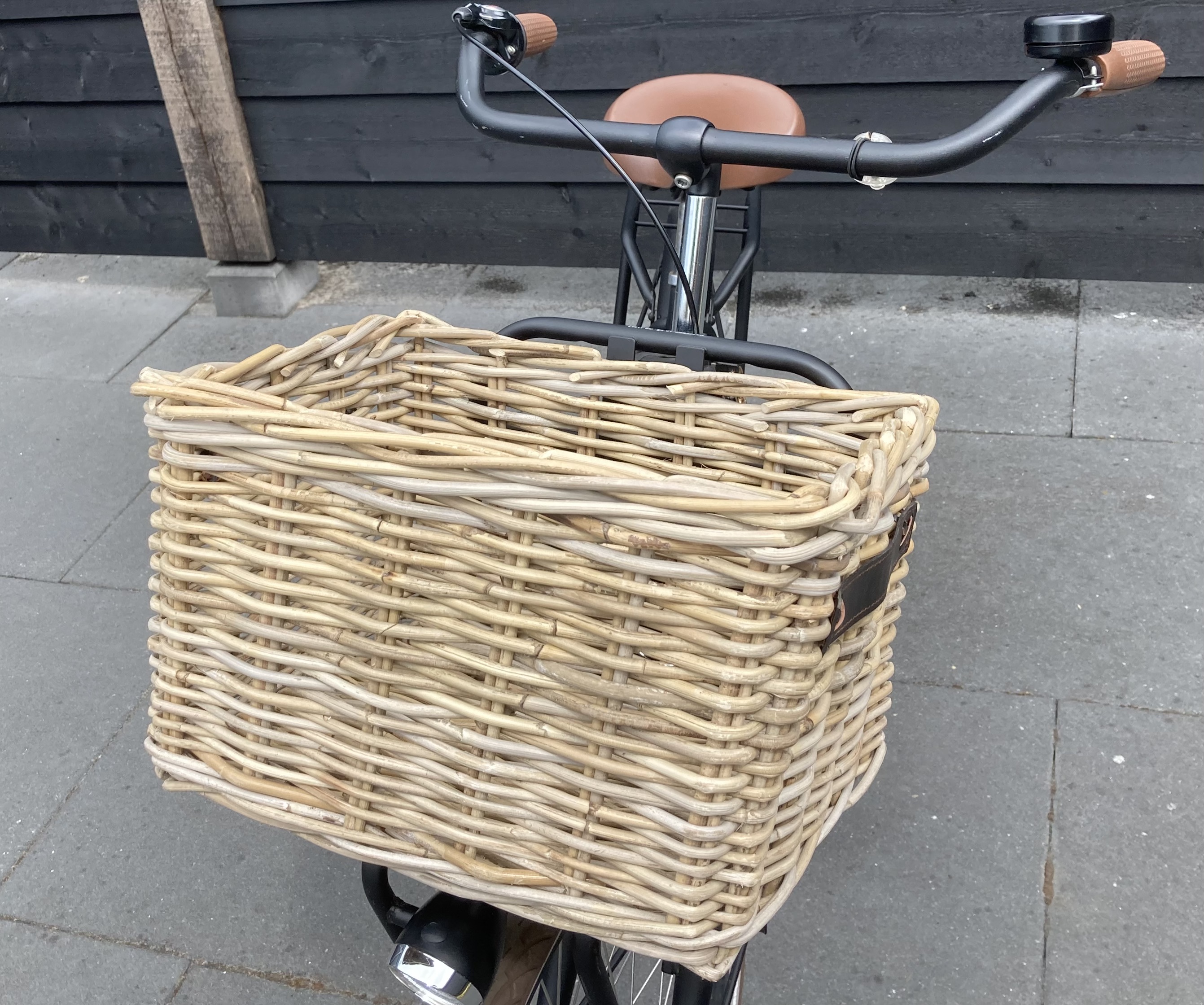 Fahrradkorb Lederdekoration (41 x 32 x 25 cm)