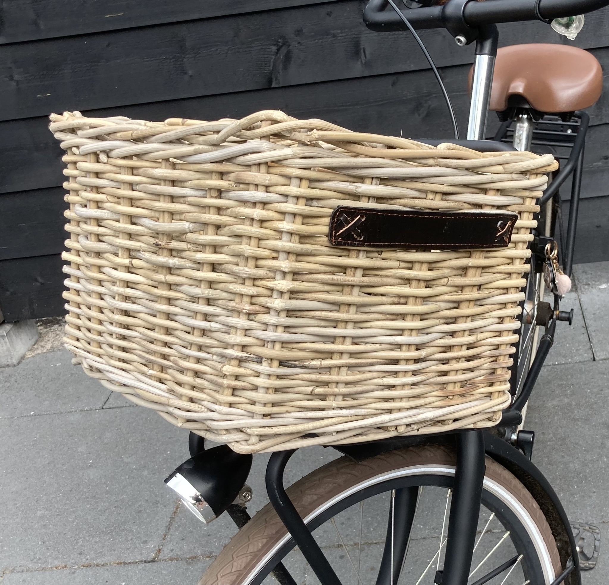 Fahrradkorb Lederdekoration (41 x 32 x 25 cm)