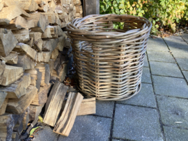 Runder Korb mit grobem Rattanhenkel (58x58x55cm)