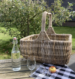 Grote open picknickmand met hengsel (50x40x25cm)