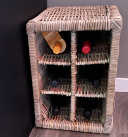 Weinregal aus Weide mit 6 Fächern (43 x 38 x 30 cm)
