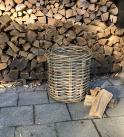 Runder Korb mit grobem Rattanhenkel (43x43x50cm)