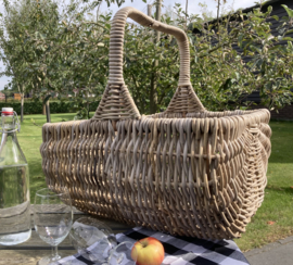 Grote open picknickmand met hengsel (50x40x25cm)