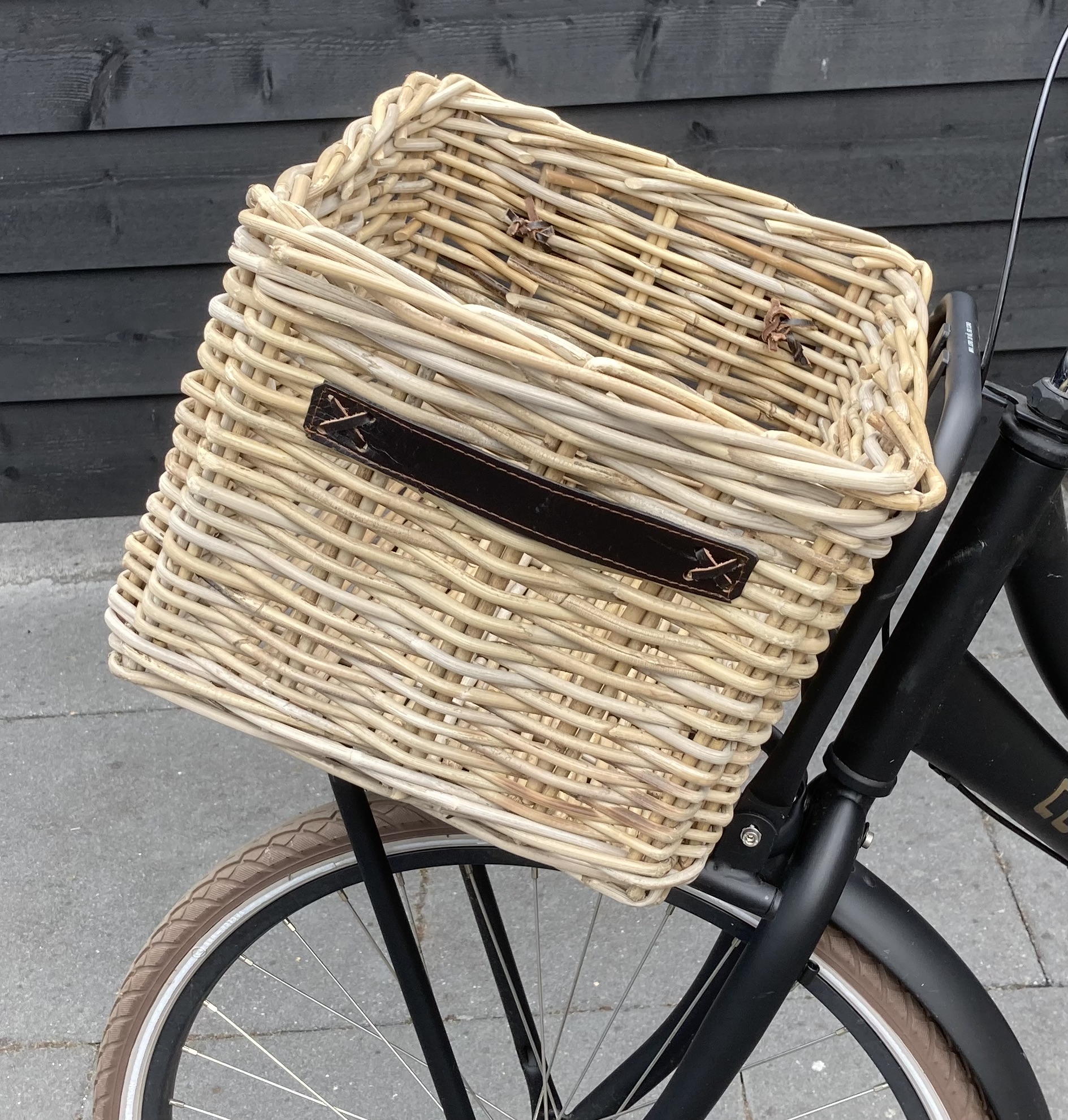 Fahrradkorb Lederdekoration (41 x 32 x 25 cm)