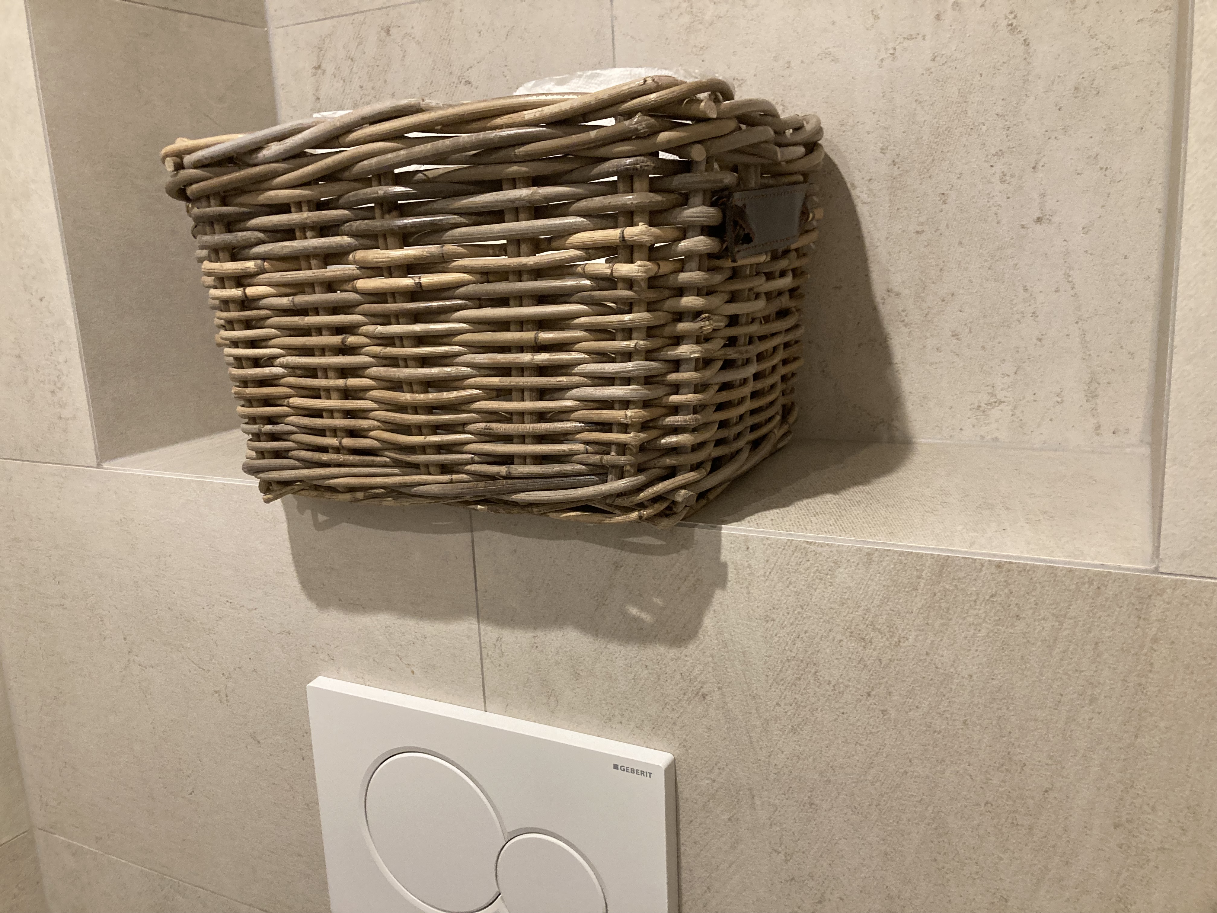 Toilettenpapierkorb mit Ledergriffen (30 x 26 x 20 cm)