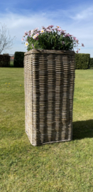 Große Rattan Säule für den Garten | Blumensäule (40 x 40 x 85 cm)