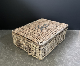 Theedoos dun rotan, 6 vaks (28x20x10cm)