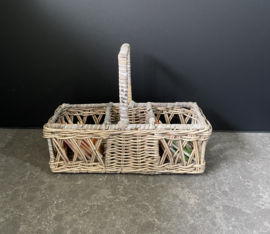 Theedoos dun rotan met hengsel (25x11x19cm)