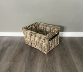 Lademand middel met lederen hengsel (41x32x25cm)