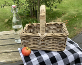 Kleine open picknickmand met hengsel rechthoekig (35x25x30cm)