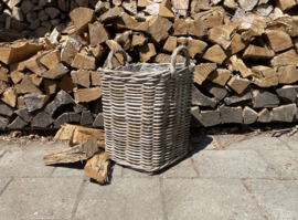 Kleiner quadratischer Kaminholzkorb mit Henkeln (33 x 33 x 40 cm)