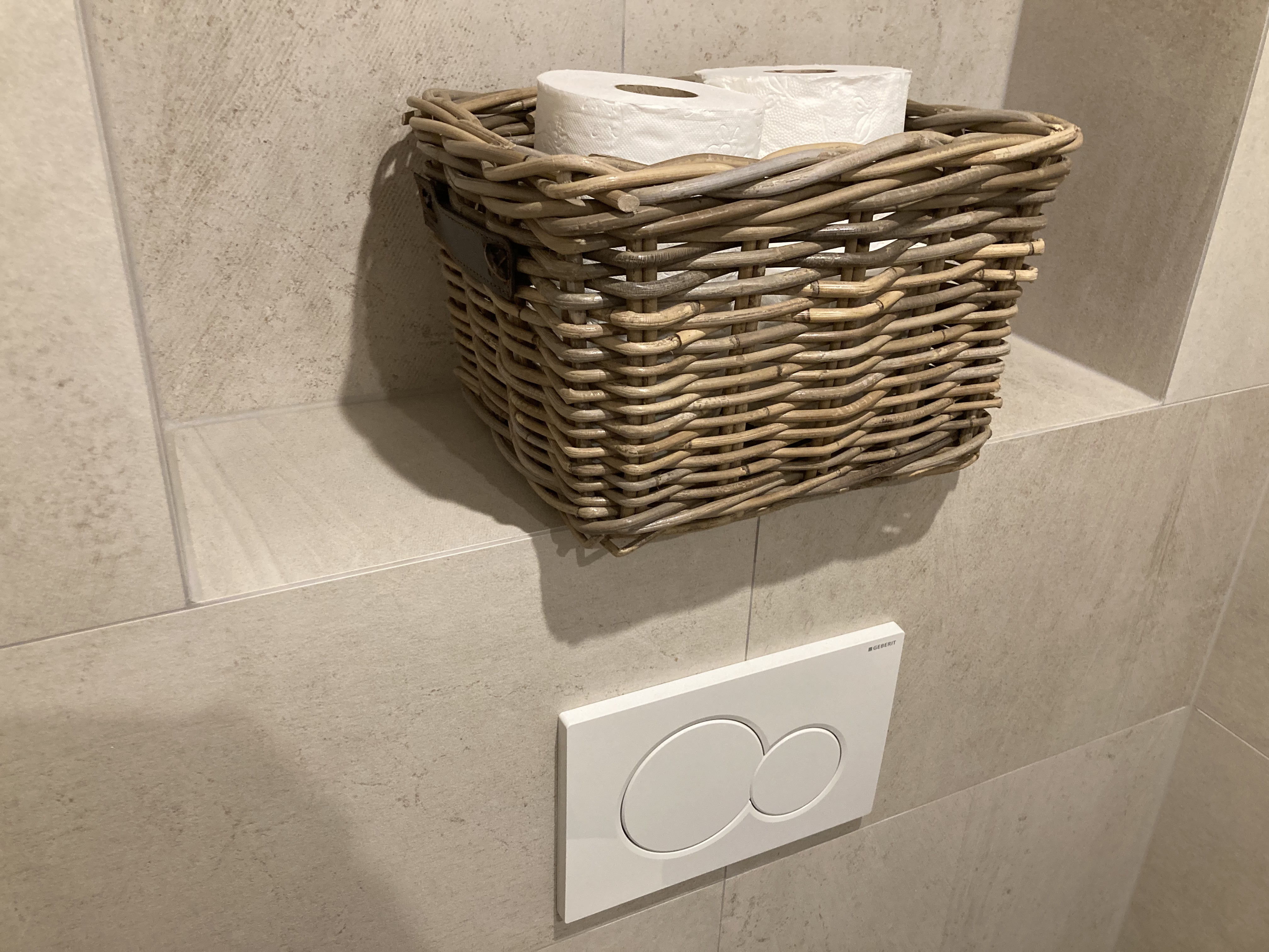 Toilettenpapierkorb mit Ledergriffen (30 x 26 x 20 cm)
