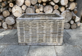 Strakke rechthoekige houtmand groot (56x47x35cm)