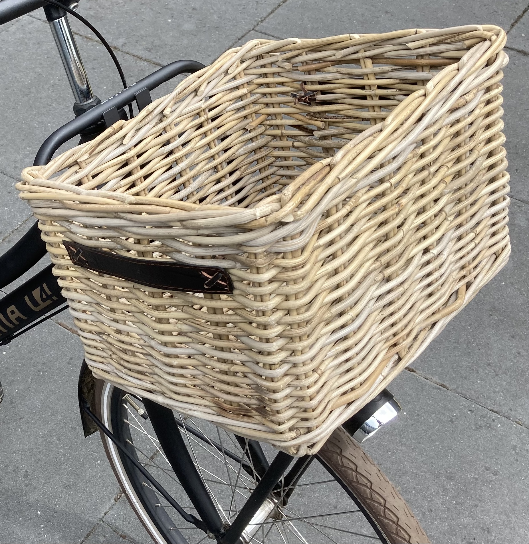 Fahrradkorb Lederdekoration (41 x 32 x 25 cm)