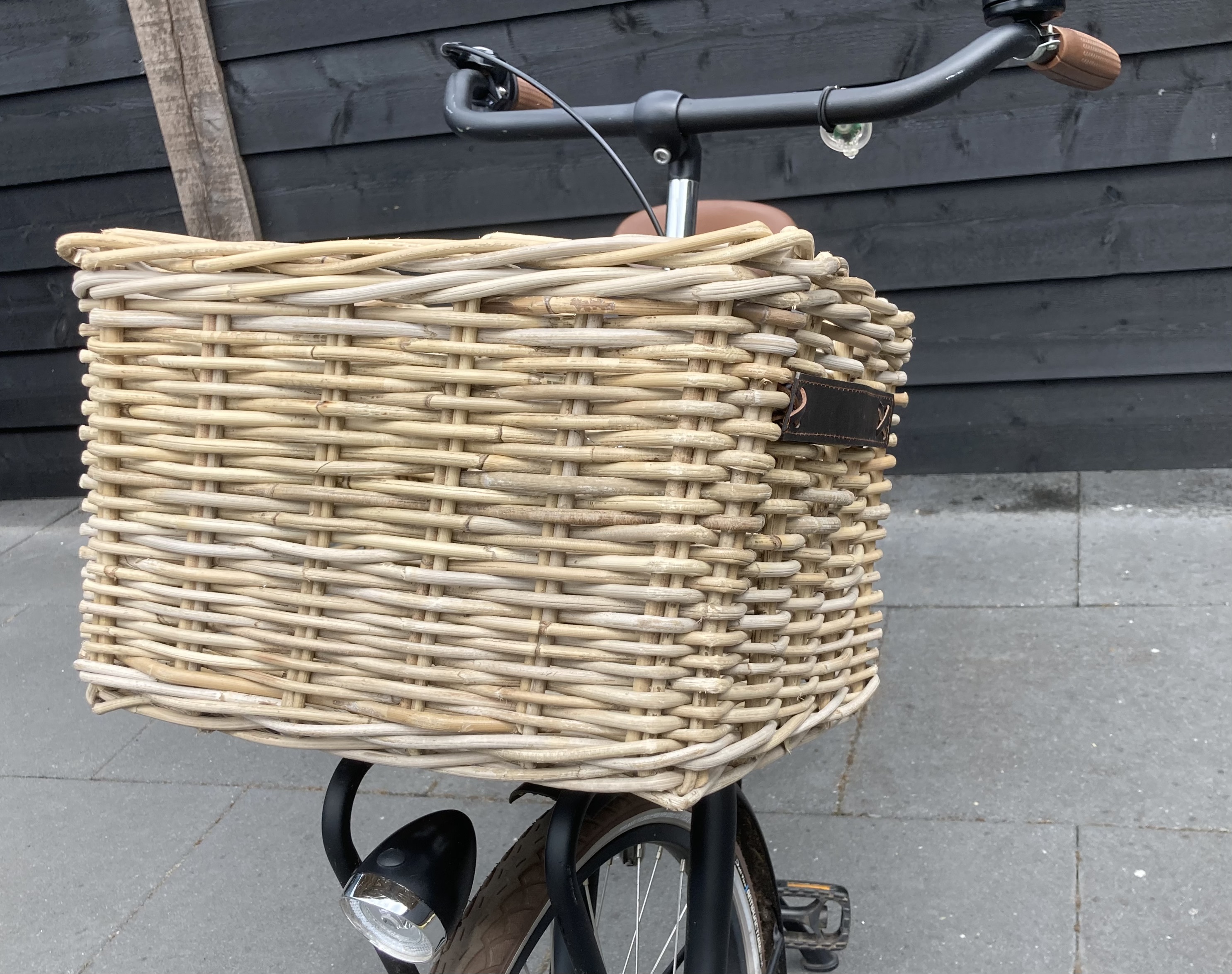 Fahrradkorb Lederdekoration (41 x 32 x 25 cm)