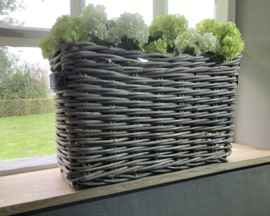 Fensterbankkorb (50 x 20 x 30 cm) mit Ledergriffen
