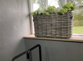 Fensterbankkorb (50 x 20 x 30 cm) mit Ledergriffen