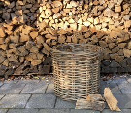 Runder Korb mit grobem Rattanhenkel (43x43x50cm)