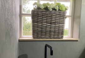 Fensterbankkorb (50 x 20 x 40 cm) mit Ledergriffen
