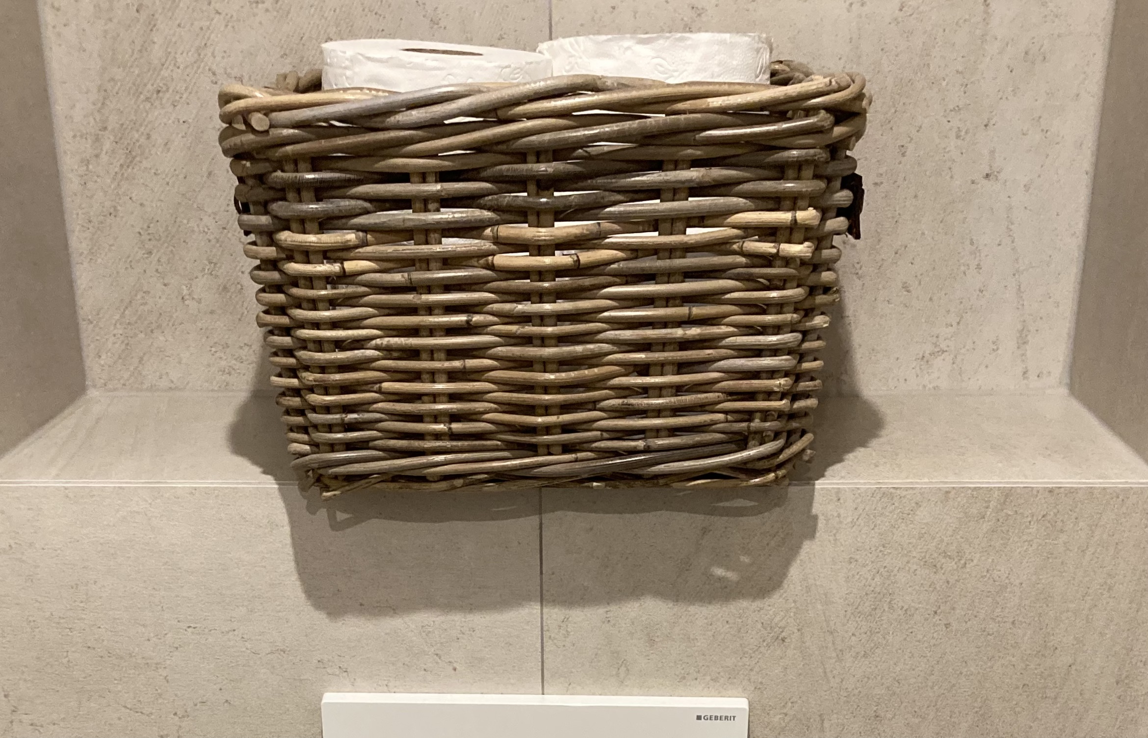 Toilettenpapierkorb mit Ledergriffen (30 x 26 x 20 cm)