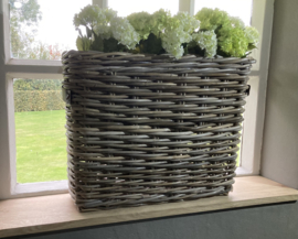 Fensterbankkorb (50 x 20 x 40 cm) mit Ledergriffen